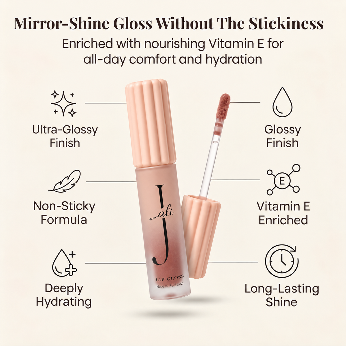 ali J Luxury Lip Gloss-Rose Glow